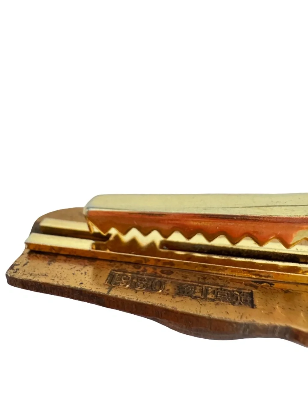 Vintage 1980 Neoclassical Figural Tie Clip Japanese Kinkodo Copper Relief Bar